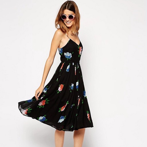 ASOS Dresses & Skirts - ASOS Midi Skater Dress w/ Pleated Skirt in Floral